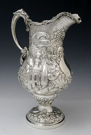 A E Warner Landscape silver pitcher repousse Baltimore Md